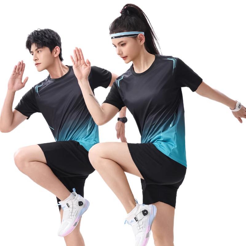 Unisex Quick-Dry Sports Suit: Breathable Short-Sleeve Set for Runners with Customizable Team Numbers