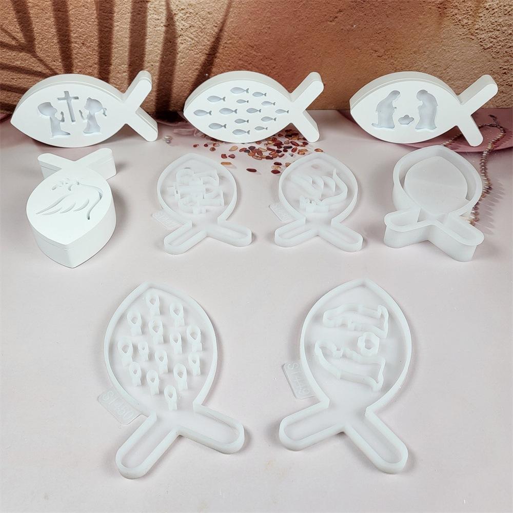 Fish Projection Light Ornament Cement Plaster Drip Mold DIY Silicone Mold Home Decoration