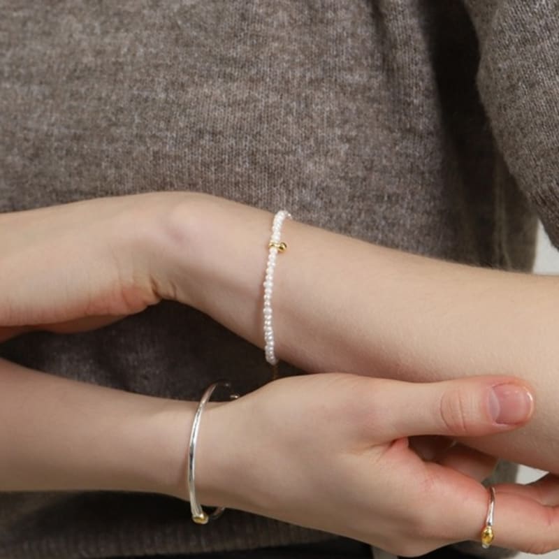 Ozel Silver925 Fresh Water Pearl Gold Point Bracelet PS164B