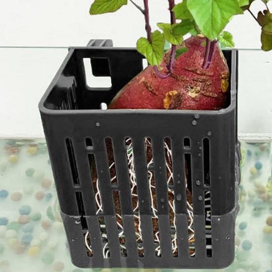 Pflanzenhalter für Aquarien, hitzebeständig, Hydrokulturkorb, Hängende Pflanzbecher für Aquarien mit Haken für Unterwasser-Wasserpflanzen