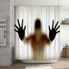 Handprint Shower Curtain Halloween Decorations For Bathroom, Spooky Home Decoration Supplies Black Silhouette Design Waterproof