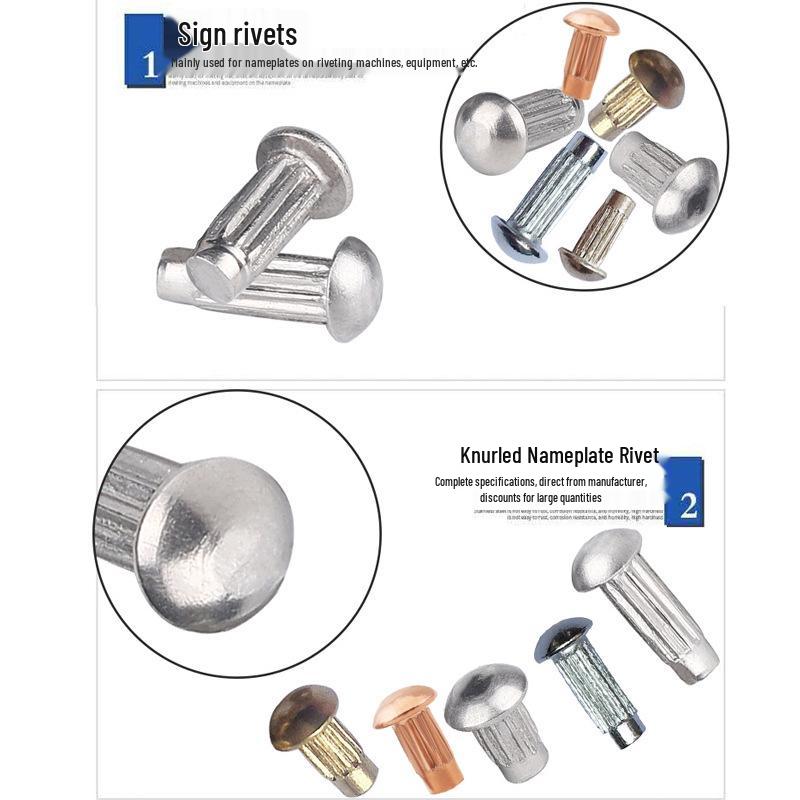 304 Stainless Steel Knurled Nameplate Rivets – Round Head M2-M5
