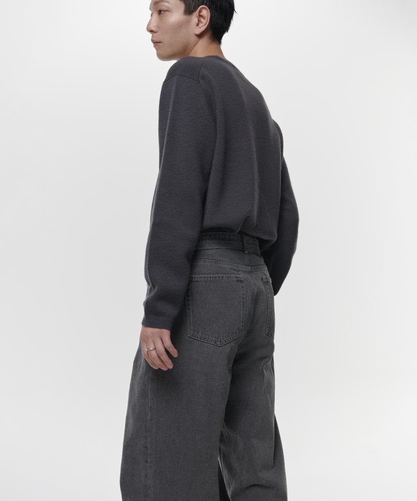Musinsa Standard Belted Semi-Balloon Denim Pants [Gray]