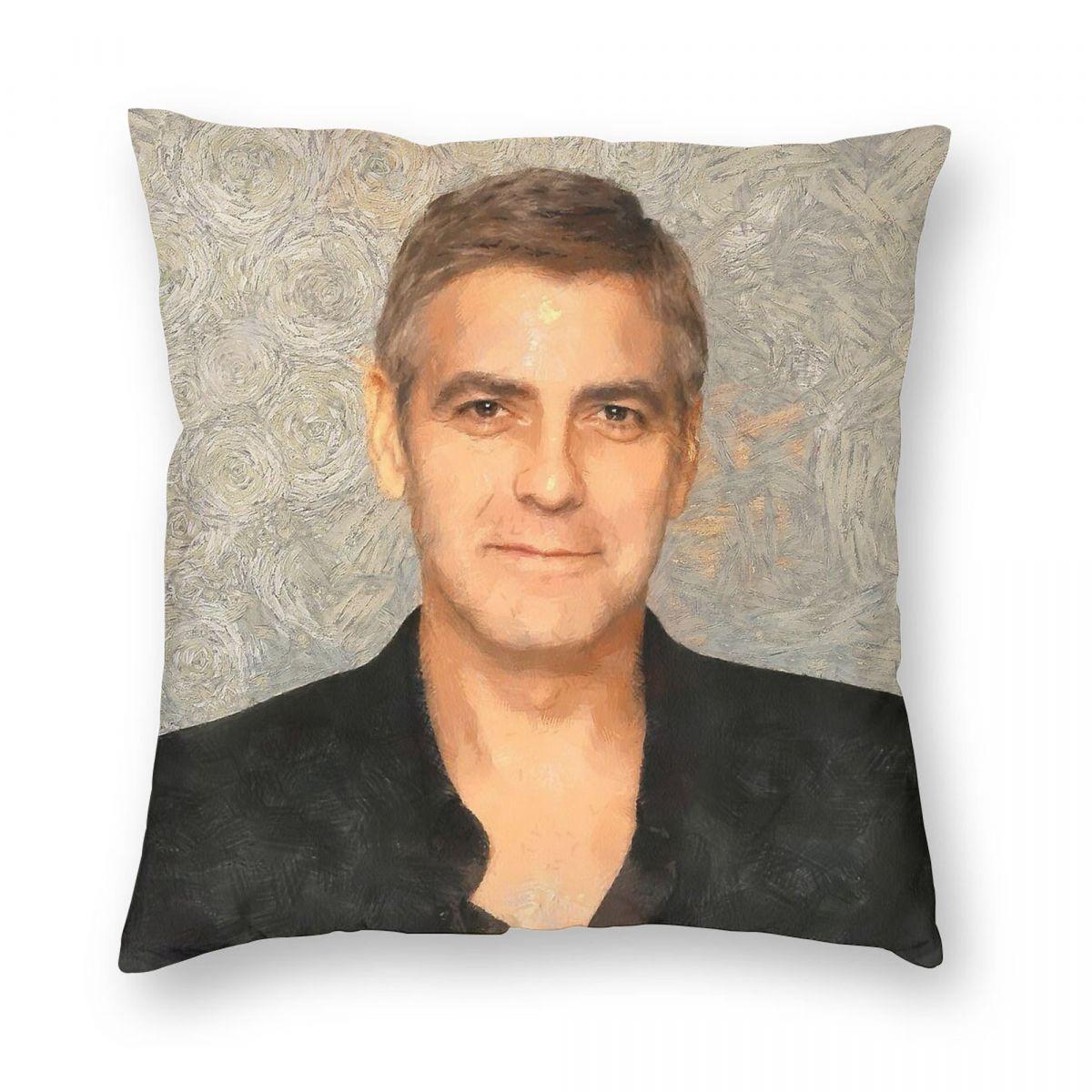 George Clooney Square Pillowcase Polyester Linen Velvet Pattern Zip Decor Throw Pillow Case Car Cushion Case 30x30cm