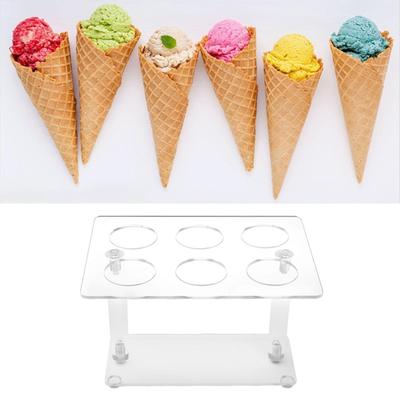 6 Holes Acrylic Cake Stand Ice Cream Cone Dessert Display Holder Wedding Party Birthday Dessert Stand For Holiday Party