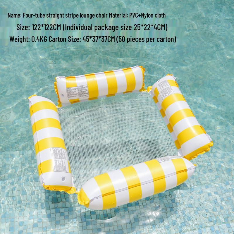 Inflatable Hammock Floating Chair with Backrest - Foldable Summer Pool Party Lounger.