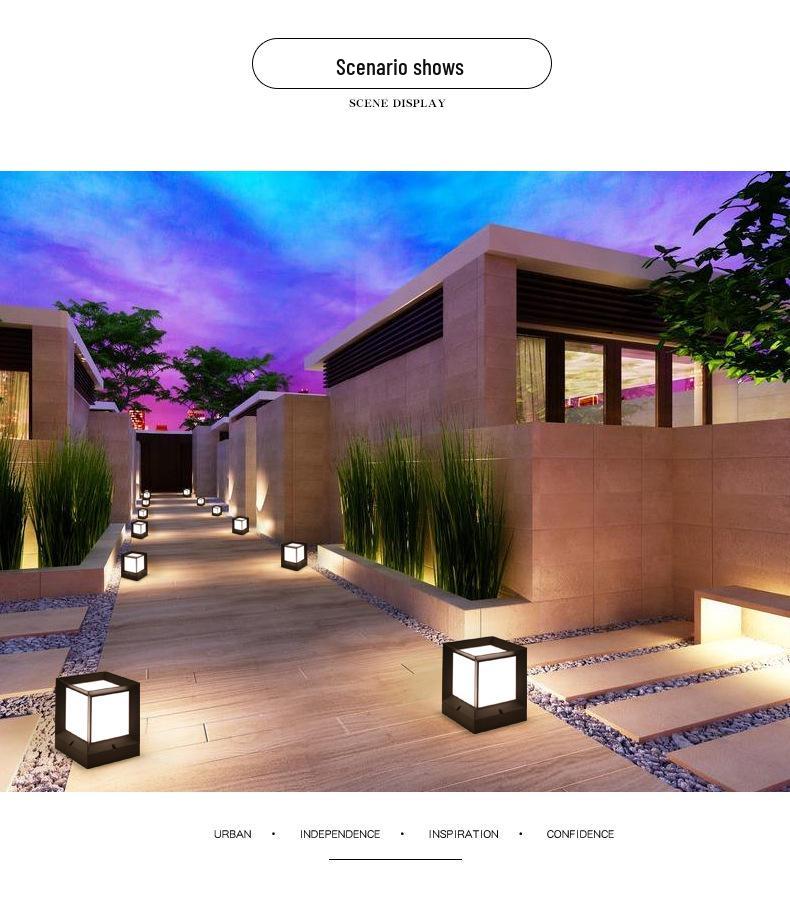 Minimalist Solar Waterproof Outdoor Gate Post Light for Gardens and Courtyards