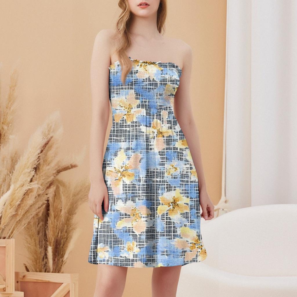 Modisches lässiges Damen-Tube-Top mit Blumendruck, ärmellos