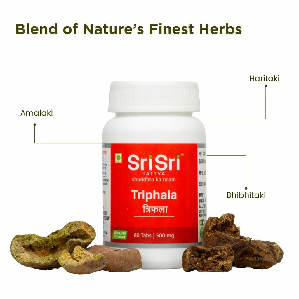 Sri Sri Tattva Triphala 500Mg Tablets 60Tab X Pack Of 2 | Herbal Digestive Supplement For Wellness