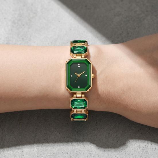 Ladies Bracelet Quartz Watch Sparkling Rhinestone Rectangular Dial Watch Faux Diamond Bracelet Wristwatch for Women Elegant Jewelry Timepiece