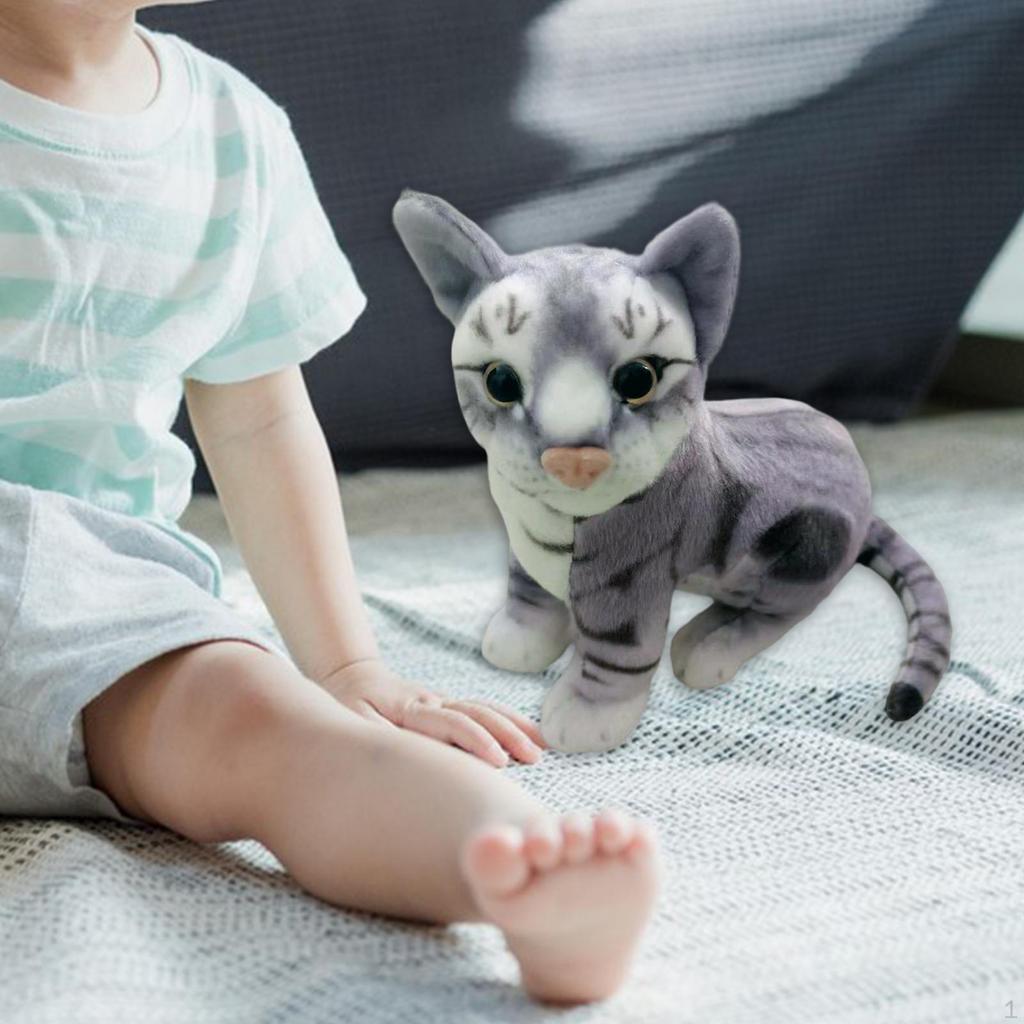 Cat Toy Doll Cartoon Home Decoration Realistic Stuffed Animal Long Tails for Family Boys Girls