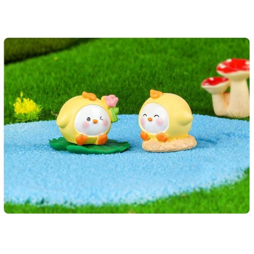 7 bucăți/set miniaturi de pui de desene animate, meșteșuguri din rășină, pentru birou, ornamente mici, decorațiuni de grădină cu zâne, micro peisaj