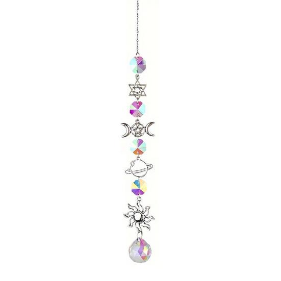 Star Sun Catcher Faux Crystal Prism Rainbow Maker Stars And Moon Colorful Hanging Suncatcher for Window Home Garden Decoration