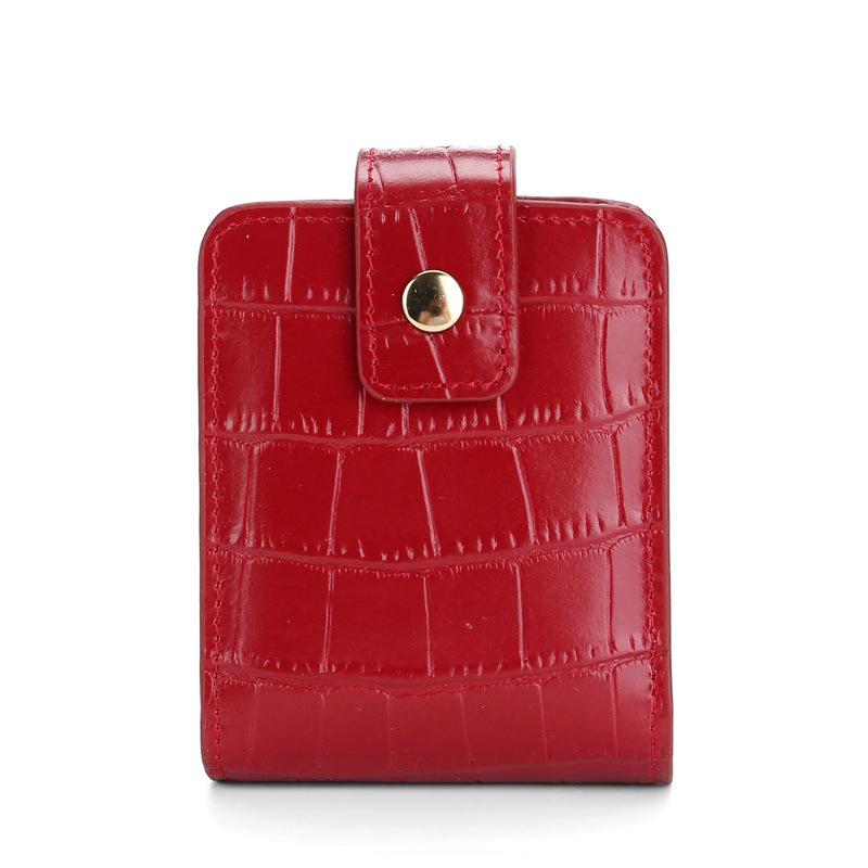 

Мини-портативная сумочка для помады с зеркалом, минималистичная маленькая косметичка с кнопкой, тисненый крокодиловый женский футляр для хранения косметики красный