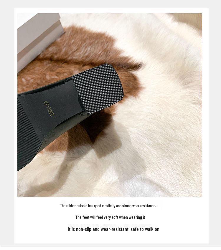 Bottines à talons carrés pour femmes - 2025 Peluche chaude française, Antidérapantes, Rehaussantes, Affinantes Style Martin pour Automne/Hiver