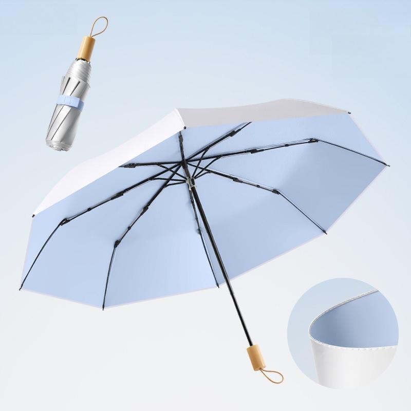 Premium Titanium Coated Manual Open Umbrella  UPF50+ Sun Rain Protection Double Layer Compact Folding Umbrella for Adults