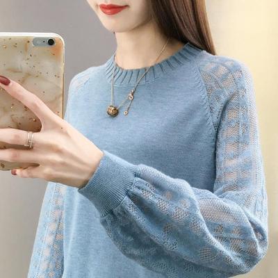 Hollow Knit Sweater for Women's Spring Collection Women's ClothingRound Neck Loose Fitting Outerwear As A Base LayerSpring Top Thin Fashion