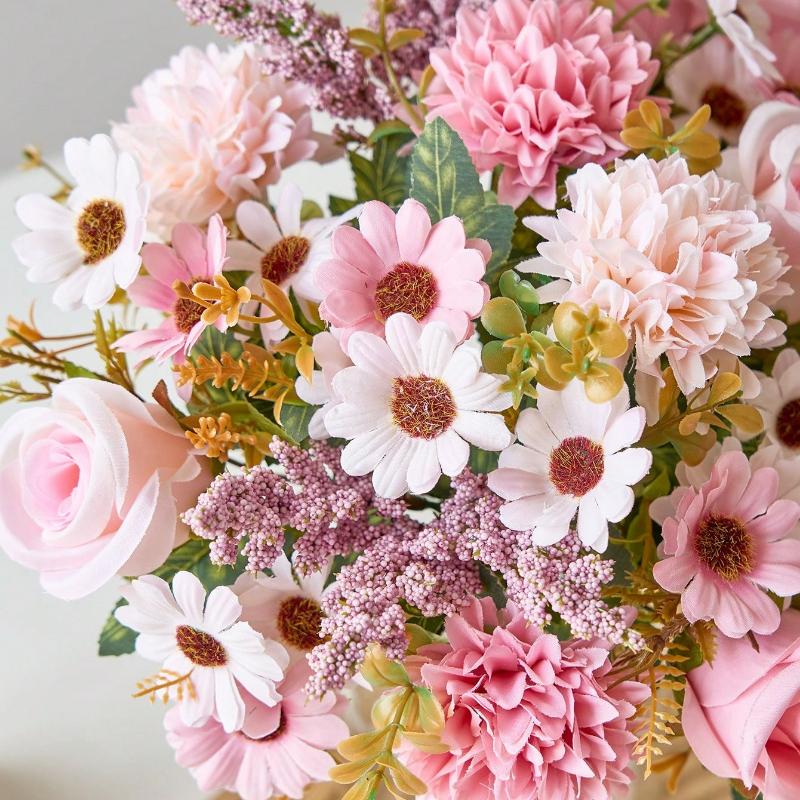 1 szt. Sztuczne kwiaty Fałszywe róże Bukiet kwiatów Jedwabne stokrotki Mniszek lekarski Kwiaty Hurtowe Na ślub Dekoracja domu Impreza Dekoracje stołu, Walentynki