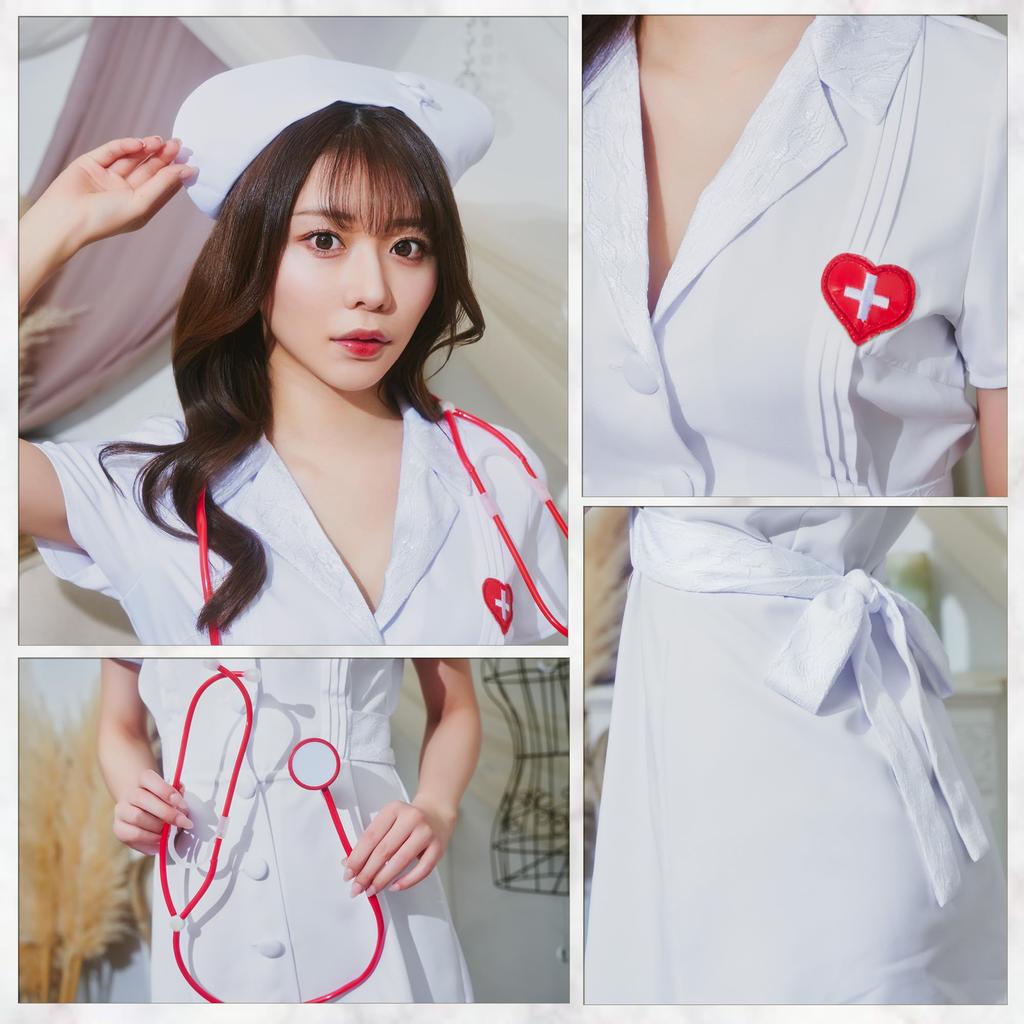 Clearstone GLOWHOLIC Cosplay Halloween Open Collar Nurse M White Women's
