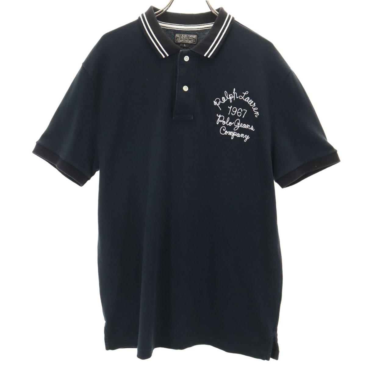 

POLO JEANS COMPANY RALPH LAUREN Short sleeve Polo shirt L black Fawn Men s Used