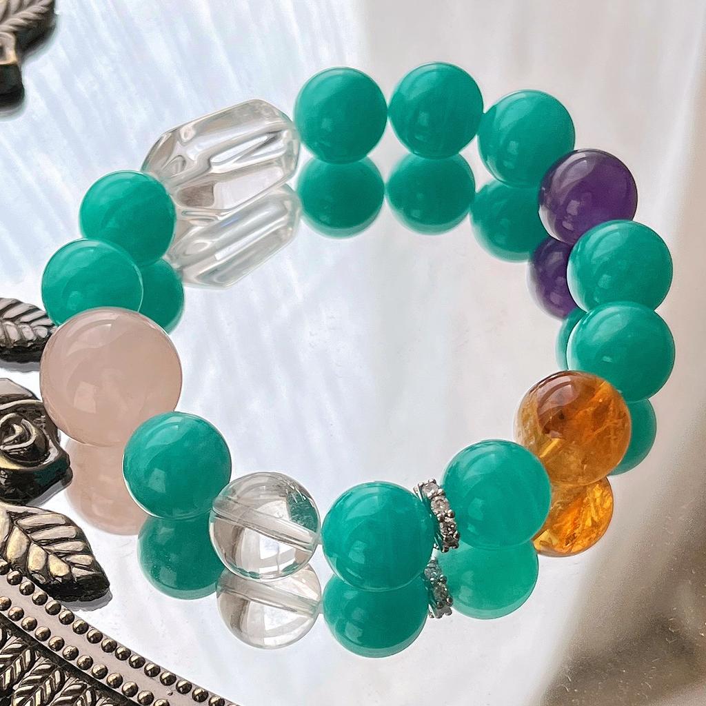 12-16Mm High Quality Natural Tianhe Stone Amethyst Powder Crystal Citrine Design Bracelet Bracelet