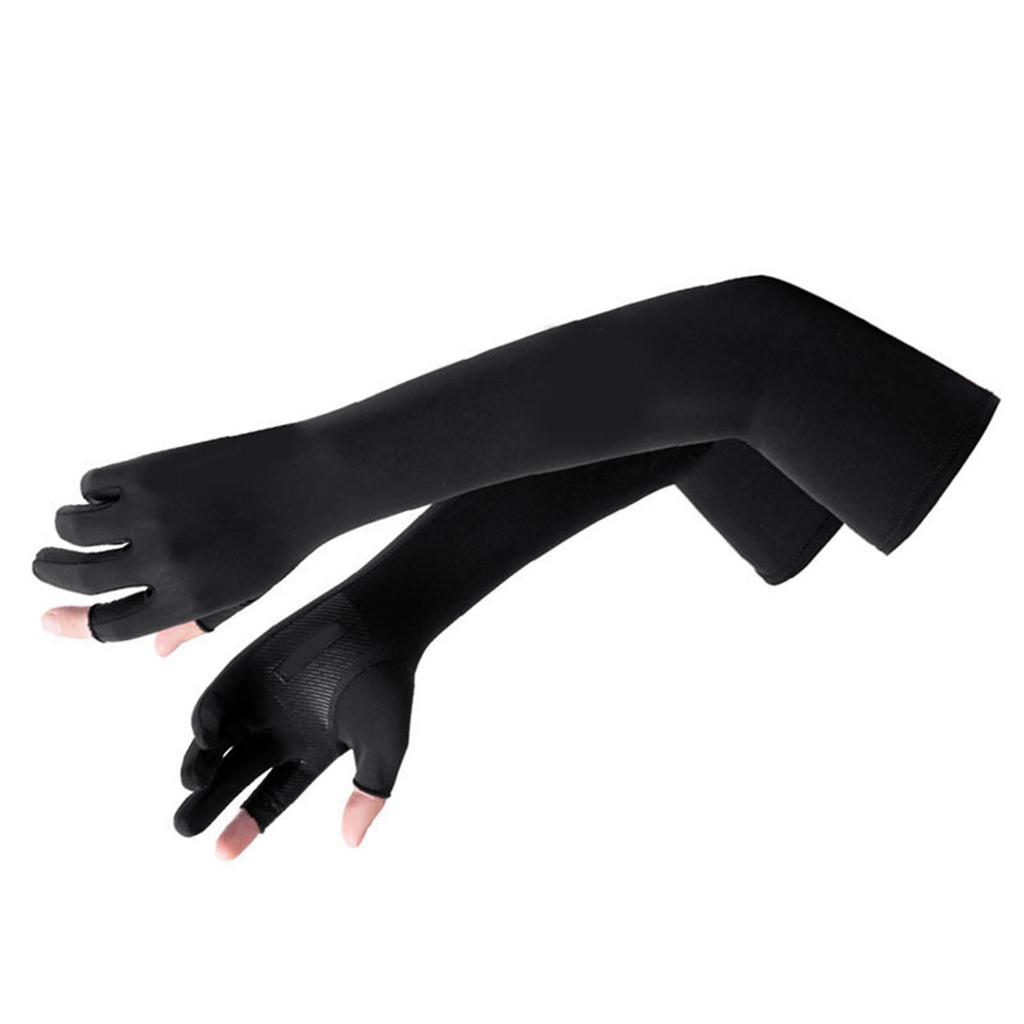 Ice Silk Arm Sleeves Slip Resistance Lengthened UV Protection Arm Cooling Sleeves for Cycling Outdoor Fishing Driving