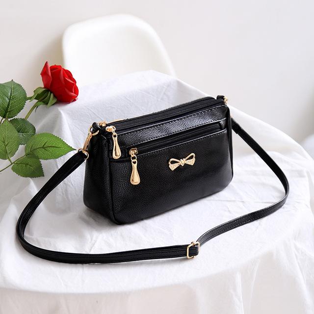 

Soft PU Leather Crossbody Bag For Women Bowknot Shoulder Bag Multifunction Messenger Bag Small Lady Handbag Bo (20cm Max Length 30cm)