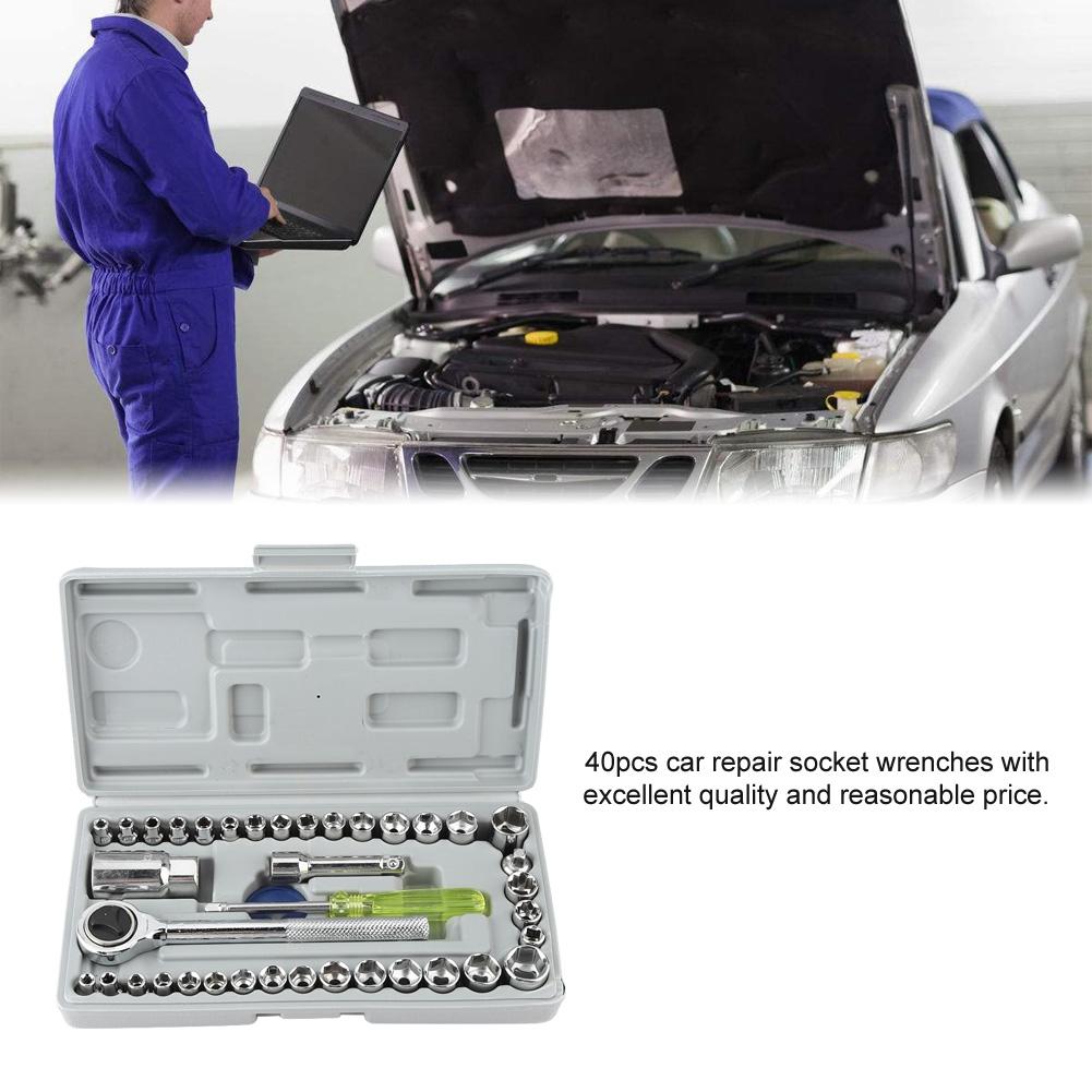 40Pcs Set Car Motorcycle Wrench Socket Set Sleeve Combination Removal Installation Repair Tools