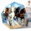 Ethereal Horse At Sunset Outdoor Automatic Umbrella Compact 8-Rib Design Lightweight Travel Essential Compact Folding Umbrella Birthday Christmas Gift