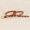 Women Punk Style PU Leather Belt with Golden Mushroom Studs Heavy Metal Fashion Accessory for Jeans Cinturon Mujer