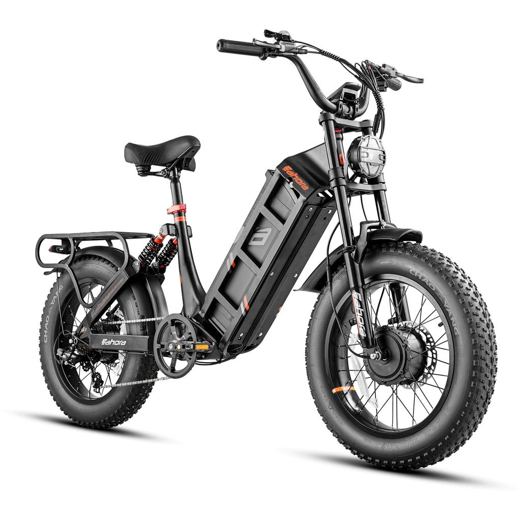 Juliet III Black 1000W * 2 Dual Motor Power 52V60AH Battery 20 * 4.0-inch Tire Hydraulic Brake Fully Suspended Electric Bicycle