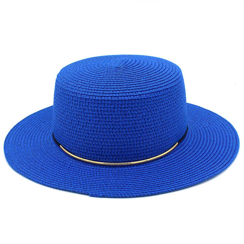 High quality Panama straw hat women's flat top visor spring and summer outing beach hat straw gentleman's hat