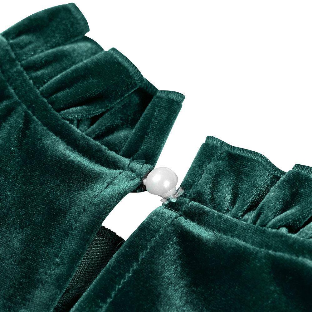 Samtkleid für Damen Winter Casual Hoher Hals Samt Einfarbig Schlanke Taille Kleid Herbst Winter Promi Partykleider