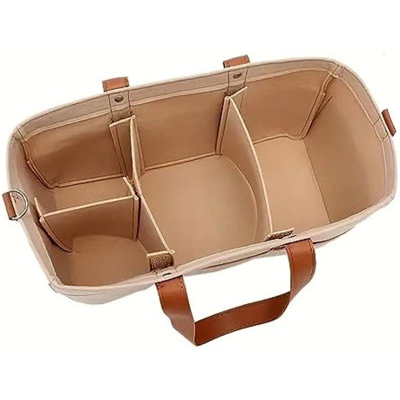 Organisateur De Table à Langer Pliable Avec Compartiments Amovibles - Panier Rangement Bébé Portable 38x25x17 Cm - Vert Clair