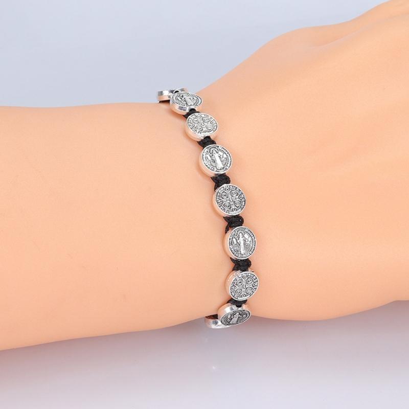 Lady Mary/saint Benedict Bracelet Handmade Weave Beads Bracelet Lucky Prayer Religious Bracelets for Men Women