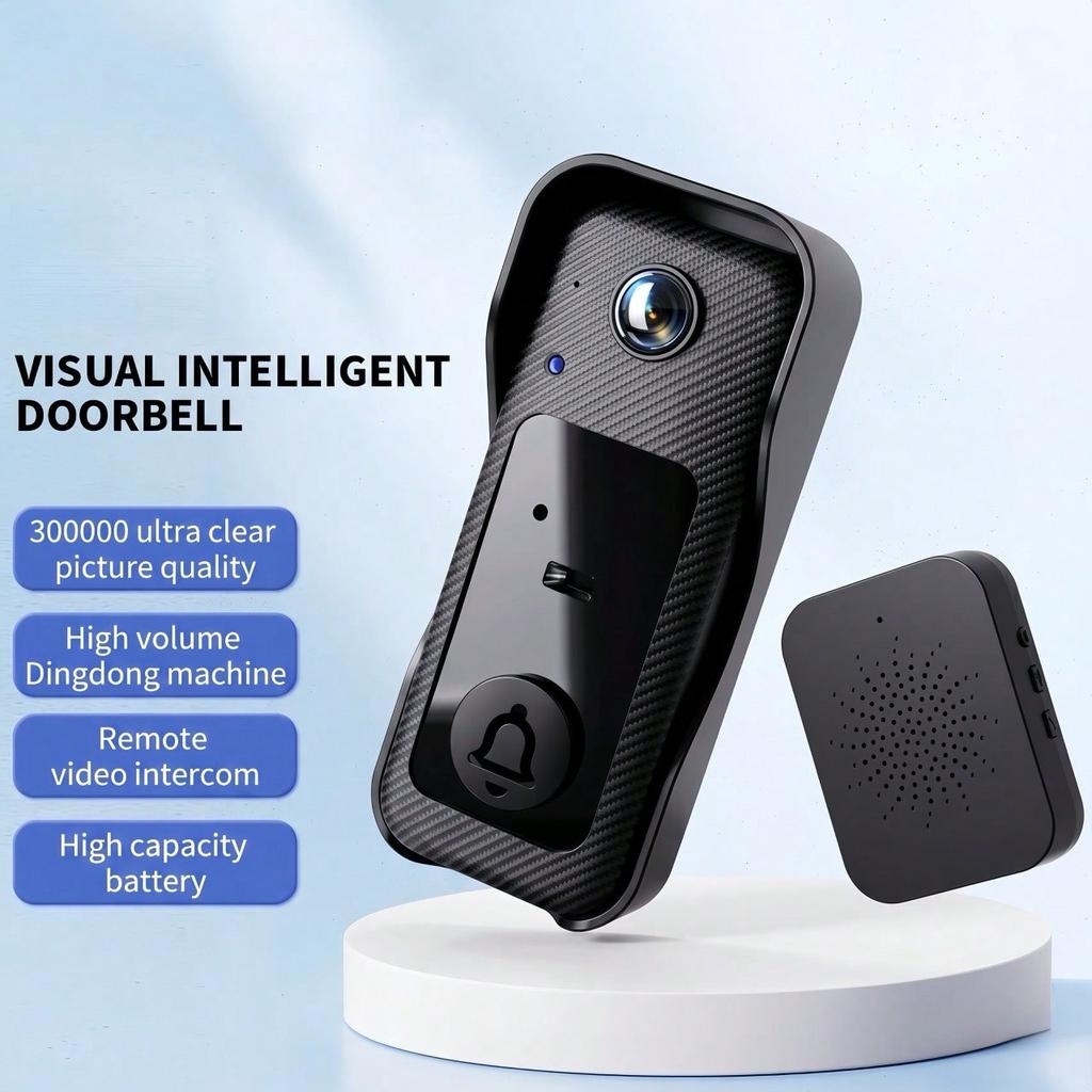 1080P HD Visual Smart Doorbell Camera, 130° Wide Angle Night Vision, PIR Motion Detection Two-Way Audio, Cloud Storage No Drill Install with Indoor