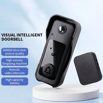 1080P HD Visual Smart Doorbell Camera, 130° Wide Angle Night Vision, PIR Motion Detection Two-Way Audio, Cloud Storage No Drill Install with Indoor