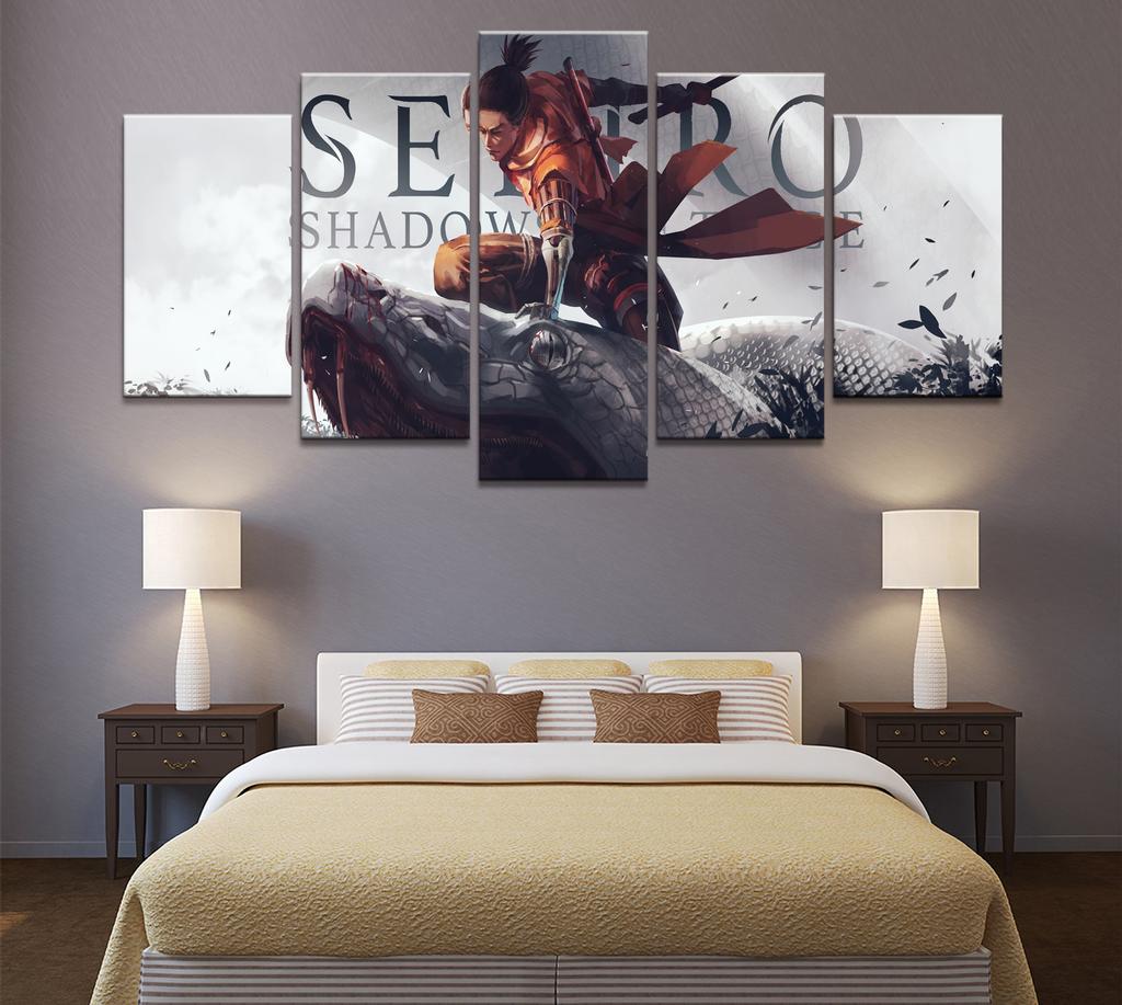 Unframed 5Pcs SEKIRO Shadows Die Twice Games Canvas Posters Wall Art Pictures HD Paintings Home Decor for Living Room Decoration