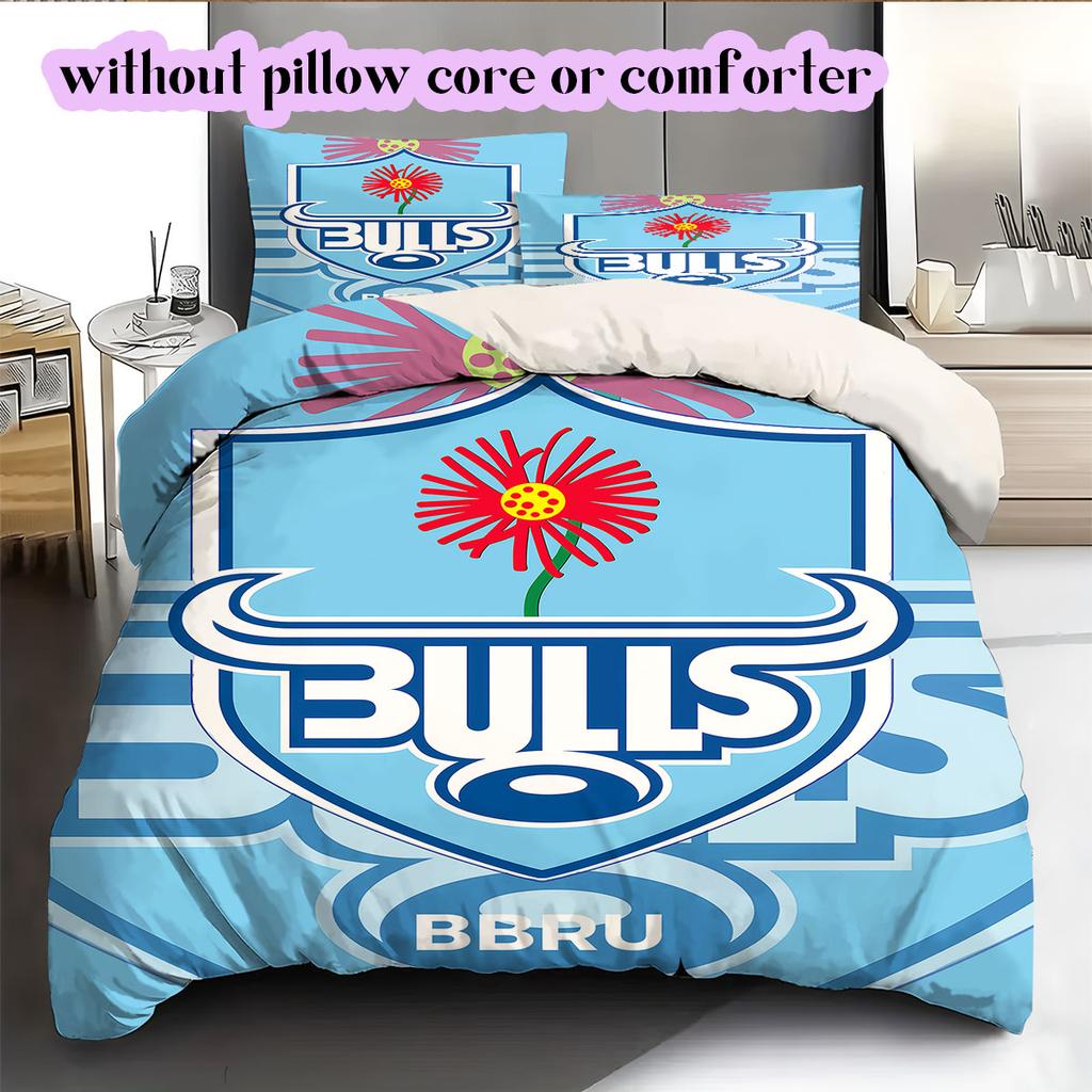Rugby Club The Bulls Pattern Bedding,Quilt Set Quilt Cover Pillowcase Home Birthday Gift (1*duvet cover+2*pillowcase,without core)