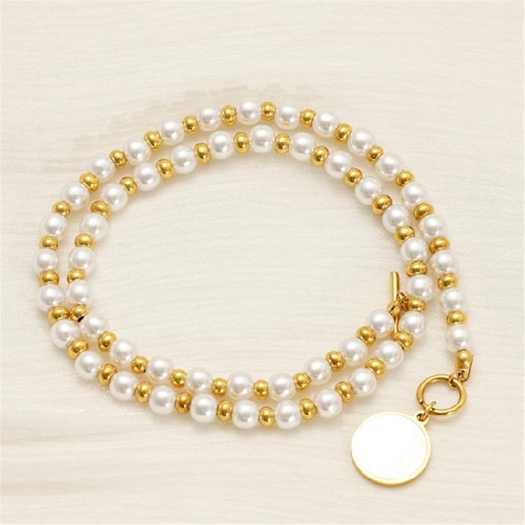 Faux Pearls And Shell Layering Necklace Suitable Stylish Clavicle Chain For Commuting Dating Or Parties