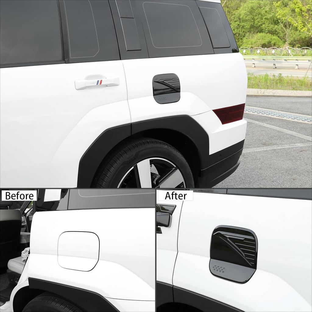 ABS Fuel Tank Cover Oil Gas Cap Fuel Filler Door Trim Cover Decal Sticker Compatible with Hyundai Santa Fe 2024-2026 MX5 Accessories (Glossy Black