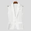 INCERUN Men Lapel Sleeveless Buttons Stitching  See Through Mesh Sheer Waistcoats