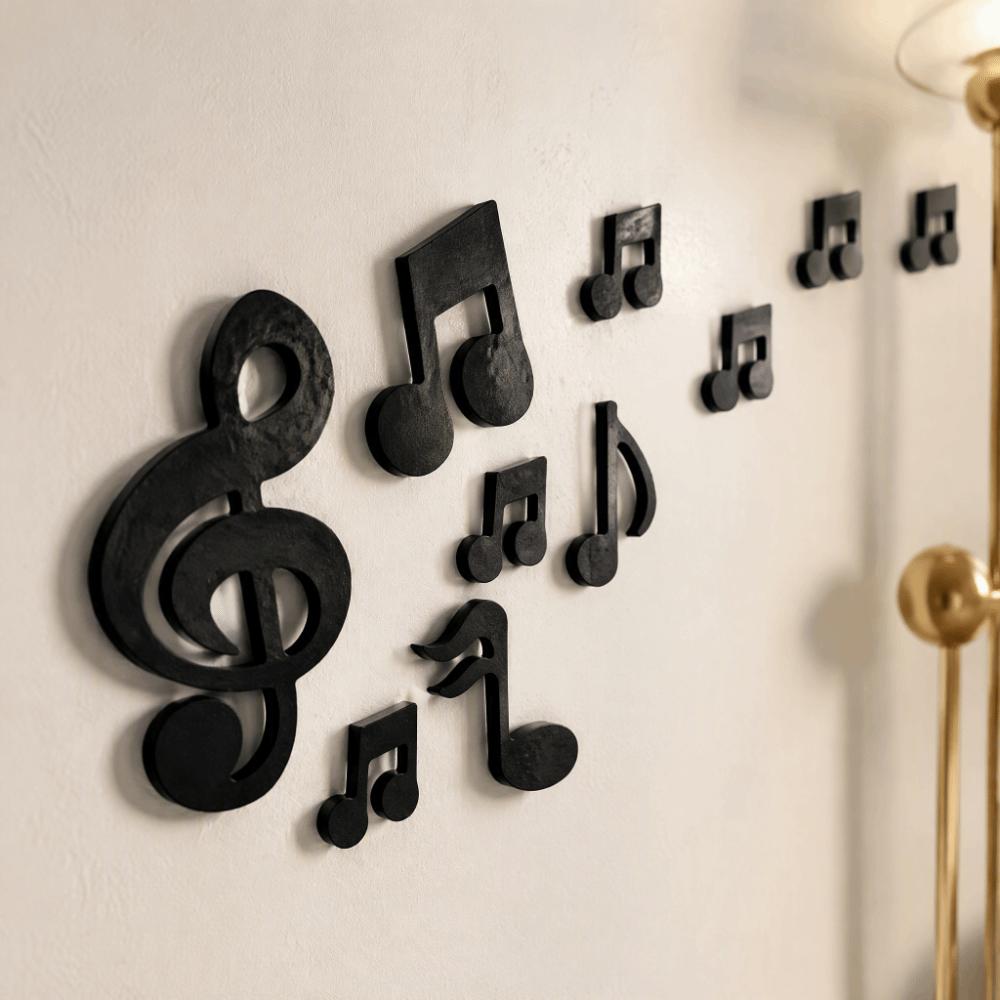 Removable Finish Music Note Wall Sticker 3D Look Embossed Wall Decal  Wall Background
