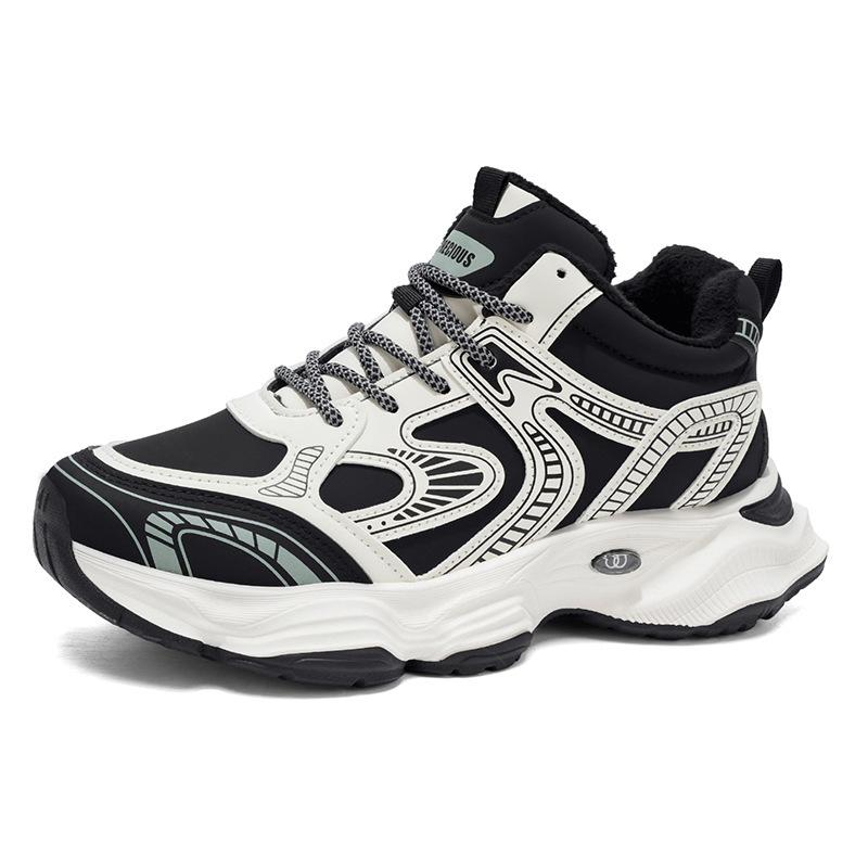 Winter fleece high-top sports shoes, thickened soles, warm cotton shoes, casual dad shoes