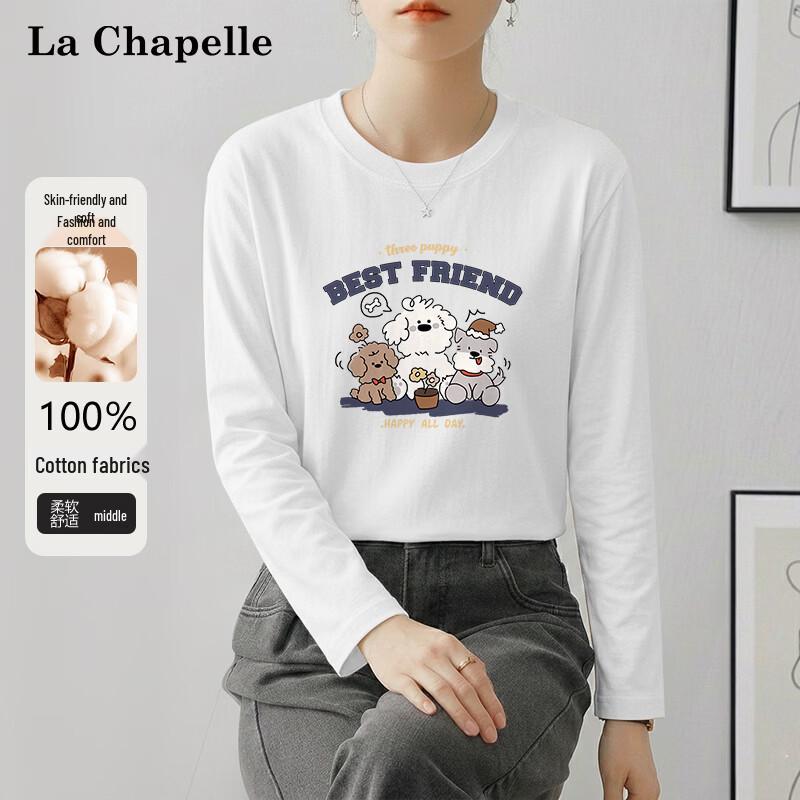 Женская хлопковая футболка La Chapelle с длинным рукавом и принтом щенка, Весна/Осень 2026 2XL