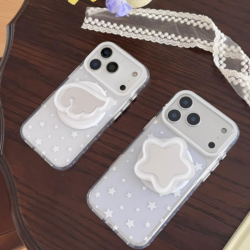 For Magnetic Phone Case for iPhone 17Pro Max case 16 15 Pro Max Clear Star Pattern with Foldable Stand, Shockproof Soft TPU Cover