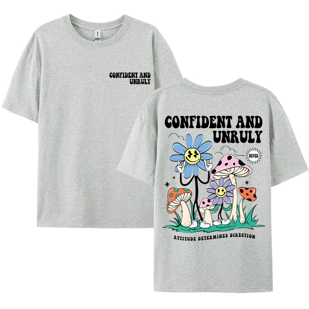 Atteggiamento Sicuro E Ribelle Determina La Direzione Maglietta Uomo Camicia Cotone Street T-shirt Larghe Estiva Traspirante Manica Corta