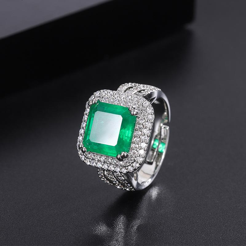 

Cross Border Tiktok Live Broadcast Micro Simulation Emerald Palaiba Gem Earrings Pendant Ring Women