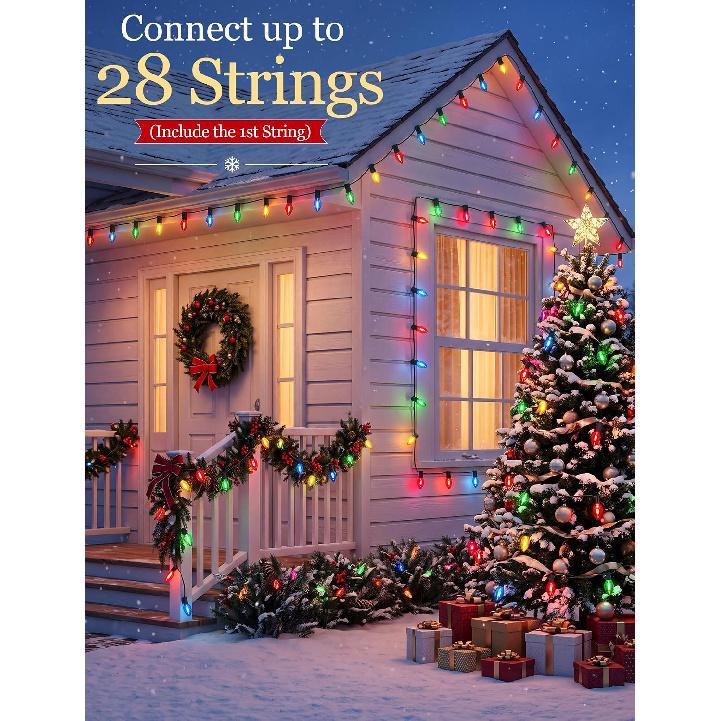 25FT C7 LED Christmas Lights Outdoor, Multicolor Vintage Style