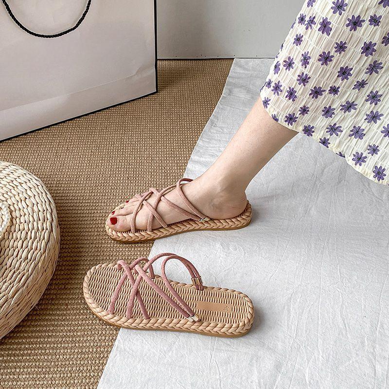 

House Black Women s Slippers and Ladies Sandals Slides Flat Home Summer 2024 Open Toe Shoes Trend Designer Y H Sandal Casual 40